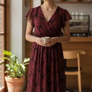 Elegant Red and Black Women's Dress